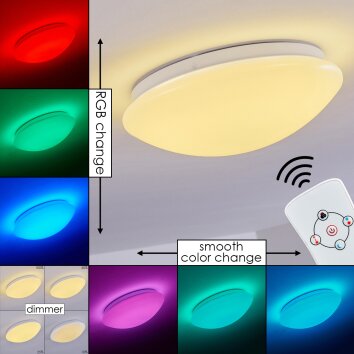 Brighton Plafondlamp LED Wit, 1-licht, Afstandsbediening, Kleurwisselaar