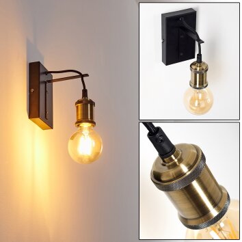 Bellamy Wandlamp Zwart-Goud, 1-licht