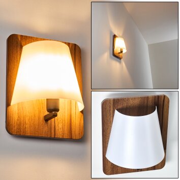 Huddinge Wandlamp Hout donker, Zwart, 1-licht