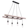 Globo IRMGARD Hanger Hout licht, Zwart, 4-lichts