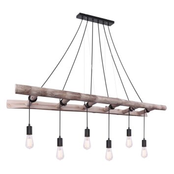 Globo IRMGARD Hanger Hout licht, Zwart, 6-lichts