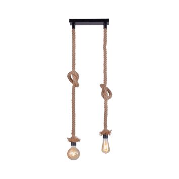 Leuchten-Direkt ROPE Hanglamp Bruin, Zwart, 2-lichts