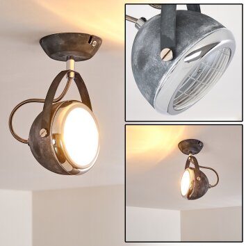 Foverup Plafondlamp Chroom, Grijs, 1-licht