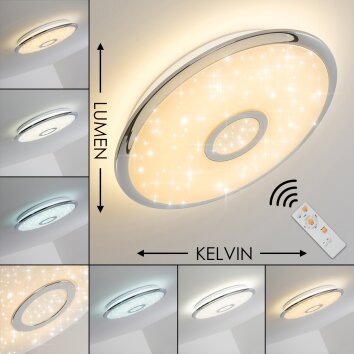 Jamton Plafondlamp LED Chroom, 1-licht, Afstandsbediening