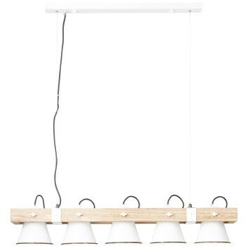 Brilliant Plow Hanglamp Hout donker, Wit, 5-lichts