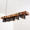 Oksbol Hanglamp Hout donker, Zwart, 5-lichts