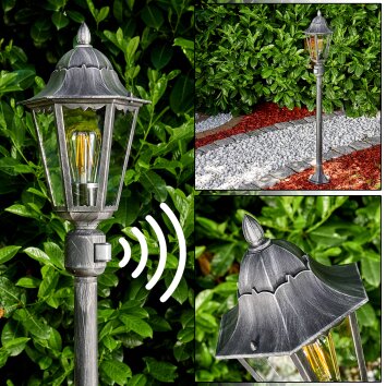 Lignac Buiten staande lamp Zwart, Zilver, 1-licht, Bewegingsmelder