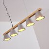 Halltorp Hanglamp Hout licht, Zwart, 5-lichts