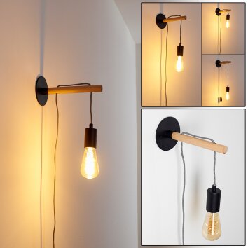 Okseoer Wandlamp lichtbruin, Zwart, 1-licht