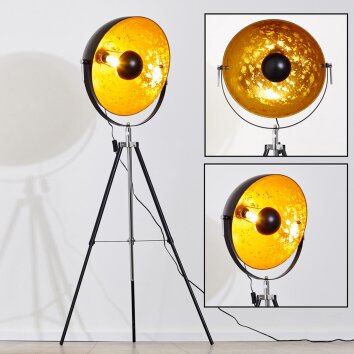 Saturn Staande lamp Chroom, Zwart, 1-licht