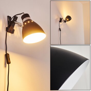 Stranderott Klemlamp Chroom, Zwart, 1-licht