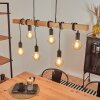 Mantigan Hanglamp Hout licht, Zwart, 6-lichts