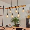 Mantigan Hanglamp Hout licht, Zwart, 6-lichts