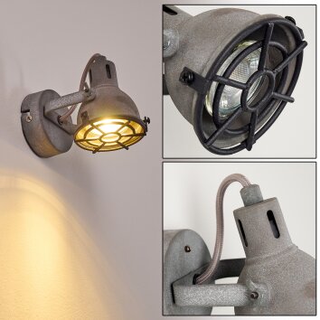 Jonsered Wandlamp LED Grijs, Zwart, stenen uiterlijk, 1-licht