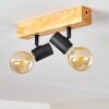 Barbengo Plafondlamp Hout licht, Zwart, 2-lichts