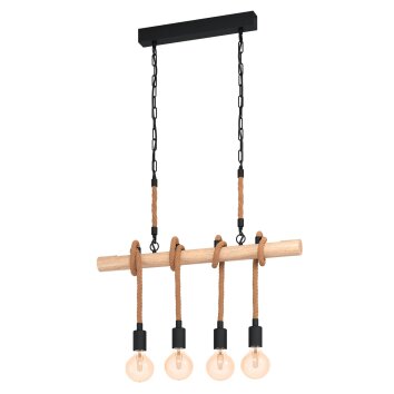 Eglo YOUNGSTOWN Hanger Bruin, Hout licht, Zwart, 4-lichts