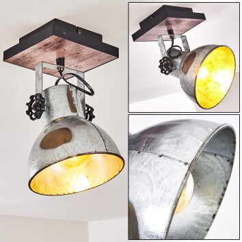 Hora Plafondlamp Hout donker, Zilver, 1-licht