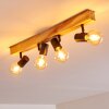 Barbengo Plafondlamp Hout licht, Zwart, 4-lichts