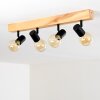 Barbengo Plafondlamp Hout licht, Zwart, 4-lichts