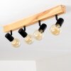 Barbengo Plafondlamp Hout licht, Zwart, 4-lichts