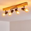 Barbengo Plafondlamp Hout licht, Zwart, 4-lichts