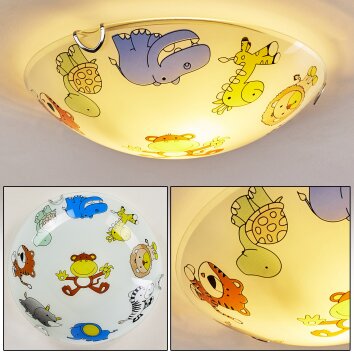 Pizzy Zoo Plafondlamp Chroom, Wit, 2-lichts