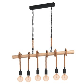 Eglo YOUNGSTOWN Hanger Bruin, Hout licht, Zwart, 6-lichts