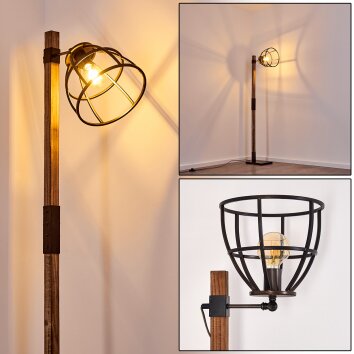 Haervej Staande lamp Hout donker, Zwart, 1-licht