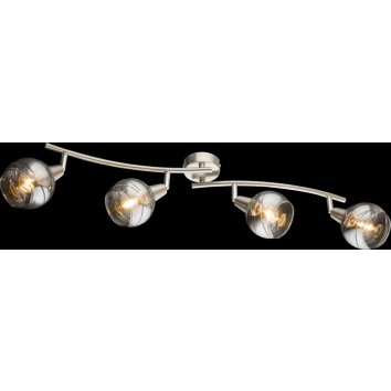 Globo ROMAN Plafond straler LED Nikkel mat, 4-lichts