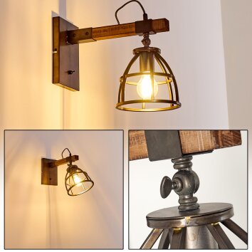 Haervej Wandlamp Hout donker, Zwart, 1-licht