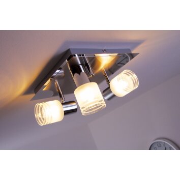 Brilliant LED Plafond spot Chroom, Nikkel mat, Wit, 3-lichts