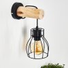 Gondo Muurlamp Hout licht, Zwart, 1-licht