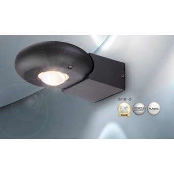 Globo RINAH Buitenlamp LED Grijs, 2-lichts