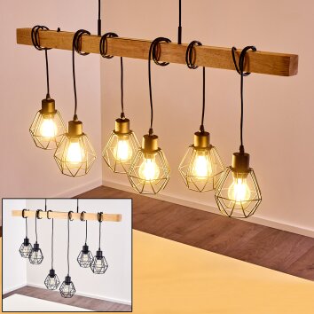 Barbengo Hanglamp Hout licht, Zwart, 6-lichts