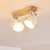 Coruna Plafondlamp Hout licht, Wit, 2-lichts