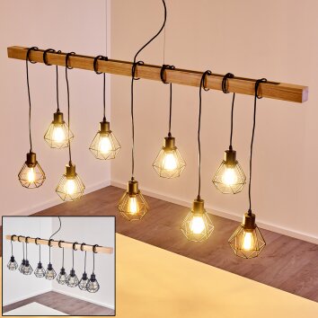 Barbengo Hanglamp Hout licht, Zwart, 9-lichts