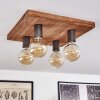 Amnicon Plafondlamp Hout donker, Zwart, 4-lichts