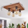 Amnicon Plafondlamp Hout donker, Zwart, 4-lichts