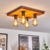 Amnicon Plafondlamp Hout donker, Zwart, 4-lichts