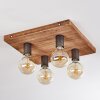 Amnicon Plafondlamp Hout donker, Zwart, 4-lichts