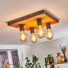 Amnicon Plafondlamp Hout donker, Zwart, 4-lichts