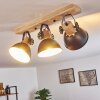 Orny Plafondlamp Antraciet, Hout licht, 3-lichts