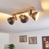 Orny Plafondlamp Antraciet, Hout licht, 3-lichts