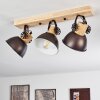 Orny Plafondlamp Antraciet, Hout licht, 3-lichts