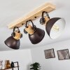 Orny Plafondlamp Antraciet, Hout licht, 3-lichts