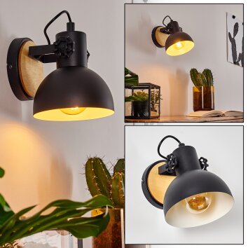 Flagstaff Muurlamp Hout licht, Zwart, 1-licht