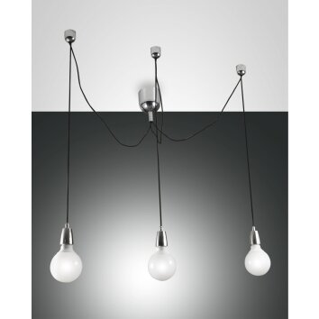 Fabas Luce Blog Hanglampen Chroom, Zwart, 3-lichts