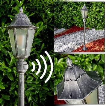 Lignac Buiten staande lamp Zwart, Zilver, 1-licht, Bewegingsmelder