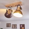 Orny Plafondlamp Antraciet, Hout licht, 2-lichts