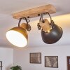 Orny Plafondlamp Antraciet, Hout licht, 2-lichts